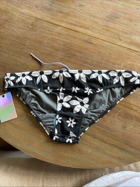 Jolyn Clothing Black Swim Bottom with White Floral Trim ANDY Style